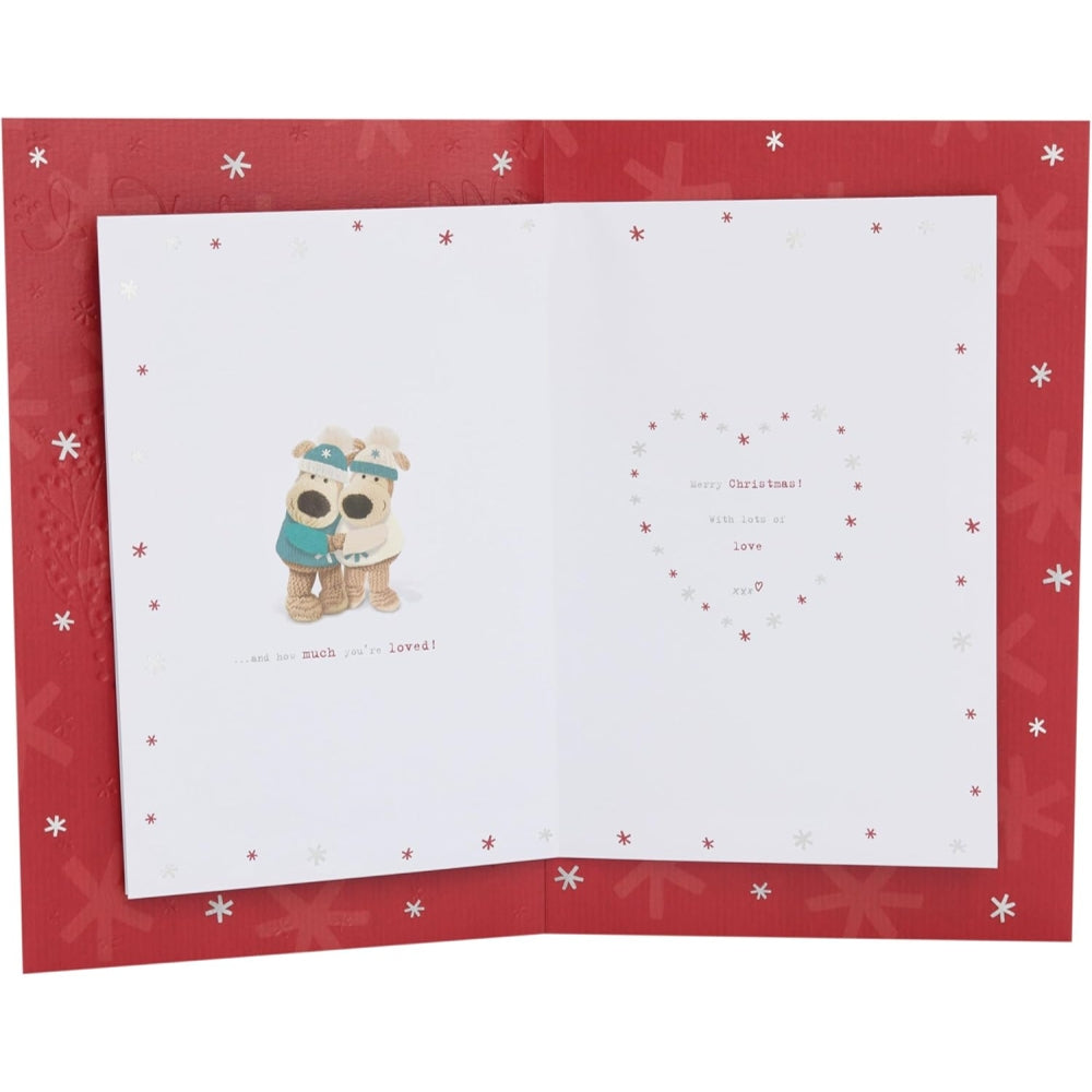 Boofles In Wreath Mum & Dad Christmas Card