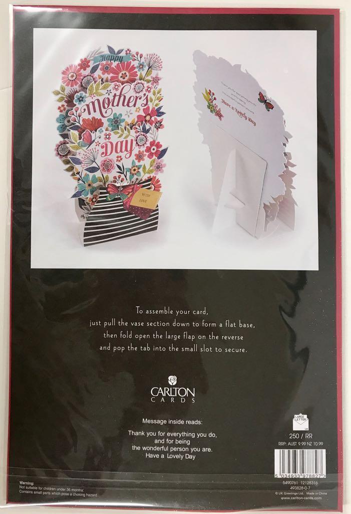 Stand Up Sparkling Flowers with Butterflies Happy Mother's Day Pop Up Card