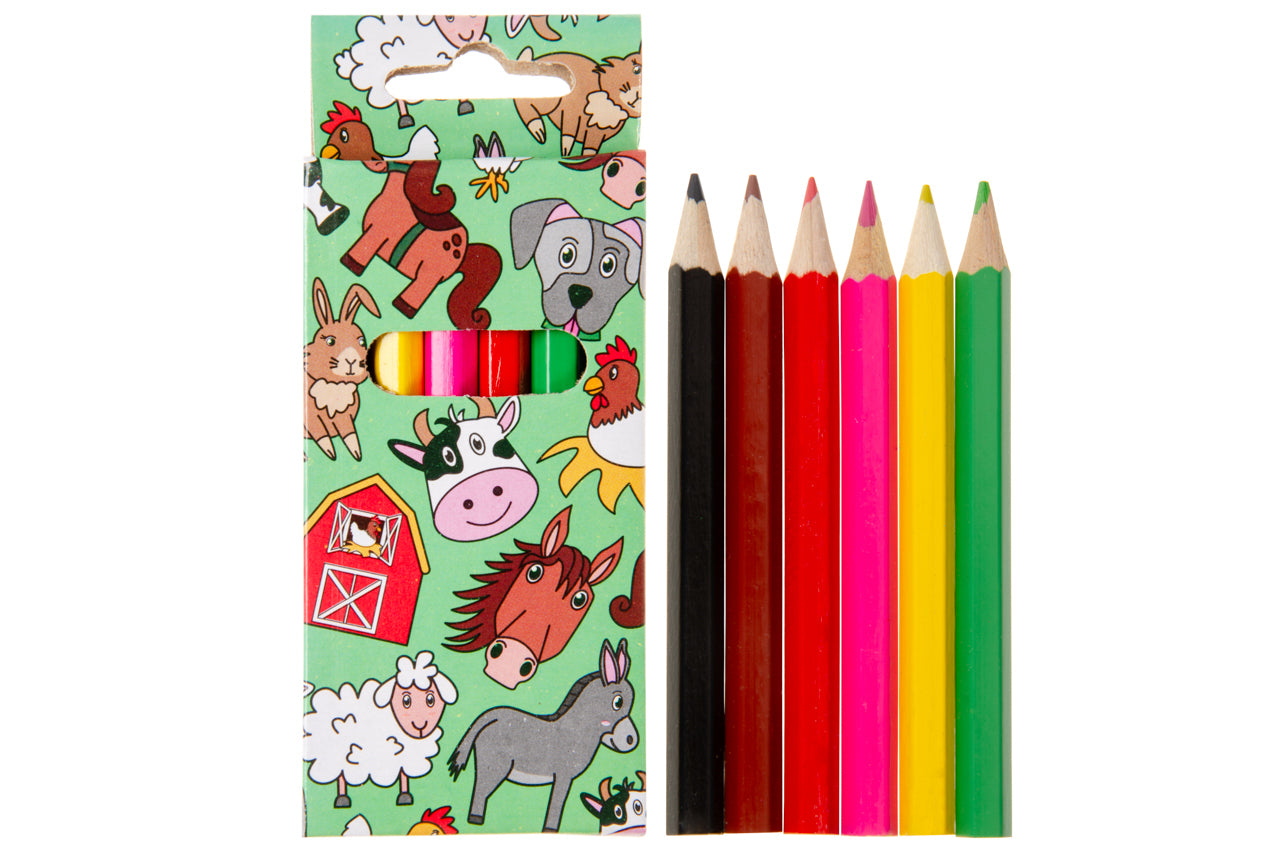 6 Pieces Farm Animals Colored Pencils 9cm