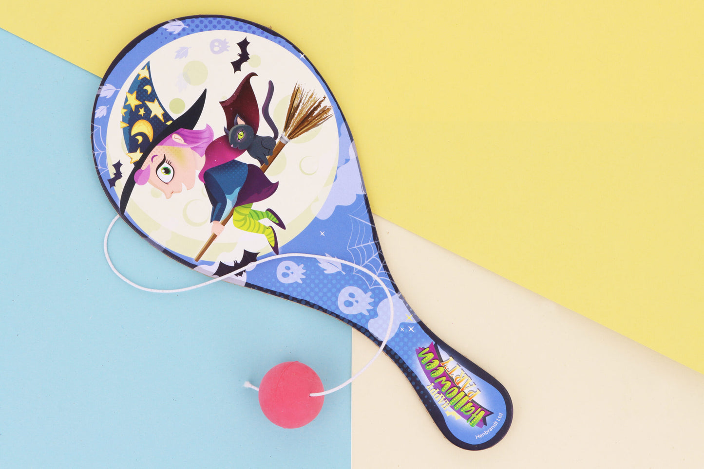 Wooden Halloween Paddle Bat and Ball Game