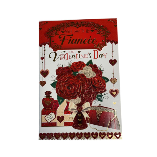Love To My Fiancee Rose Bouquet Design Valentine's Day Card