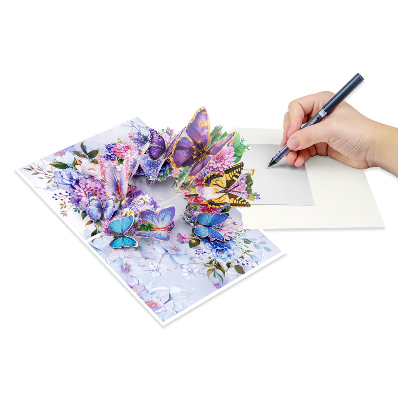 Colorful Whispers Butterfly & Flower 3D Pop Up Greeting Card - Birthday Mother Anniversary Valentine's Day