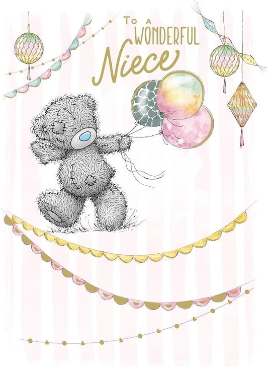 Bear With Balloons Niece Birthday Card