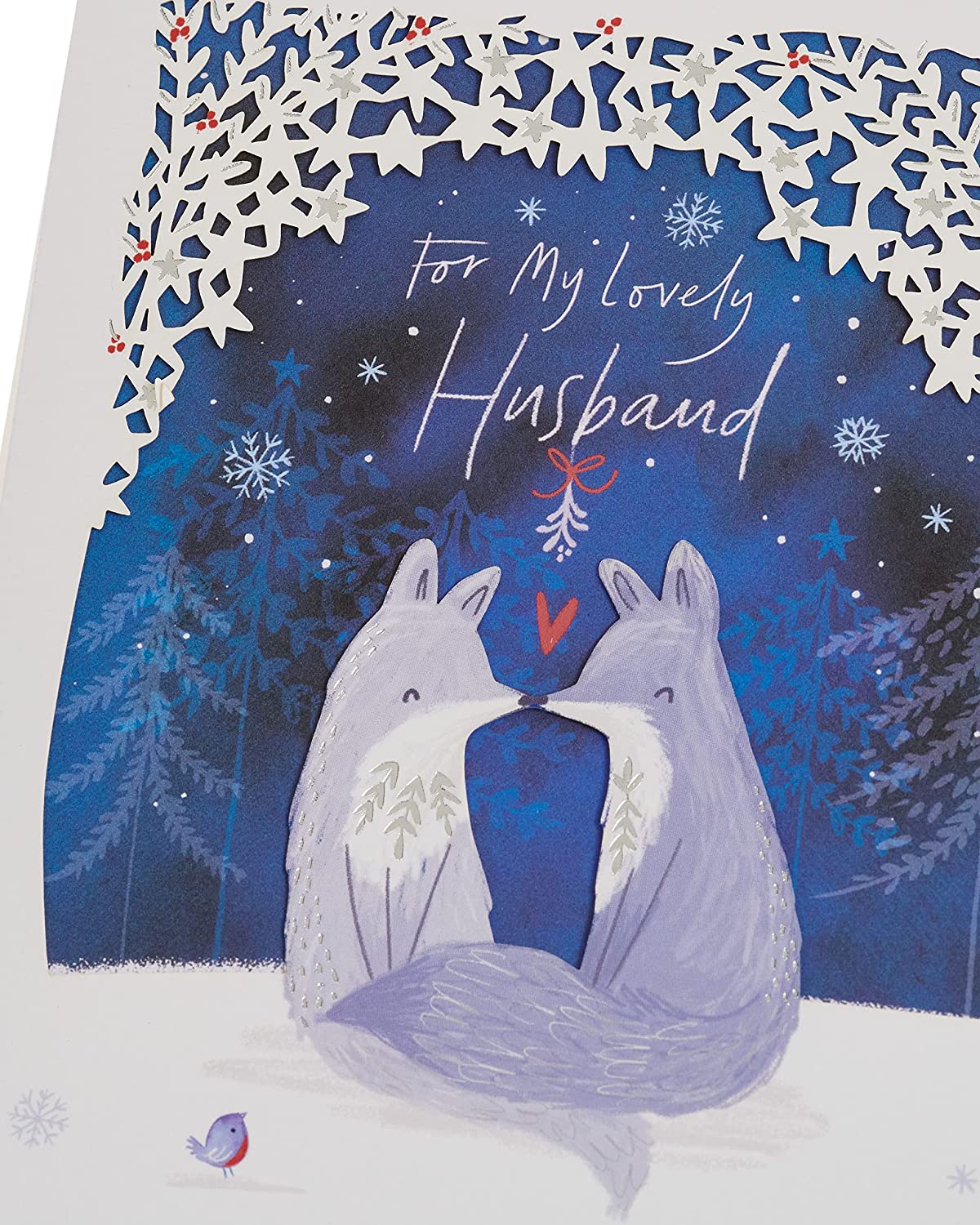 Husband Christmas Card Lovely Design with Fox Couple in Snow 