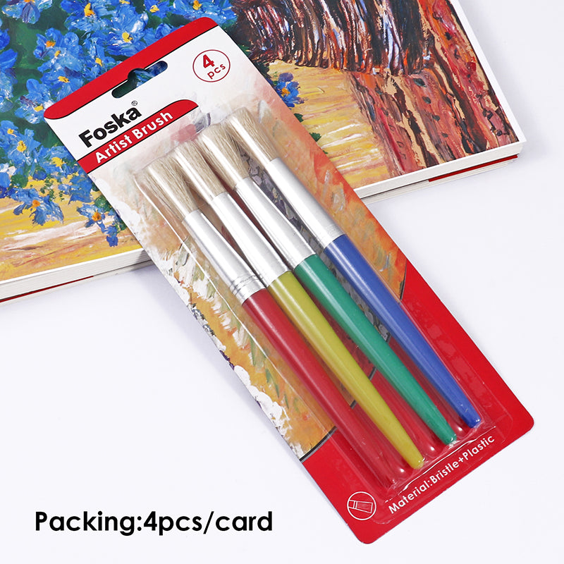 Pack of 12 Bristle Head And Chunky Plastic Body Artist Brushes