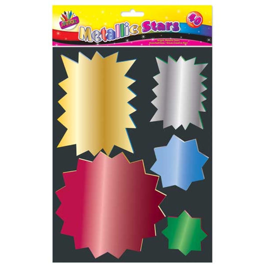 Pack of 40 Metallic Star Shaped Cards