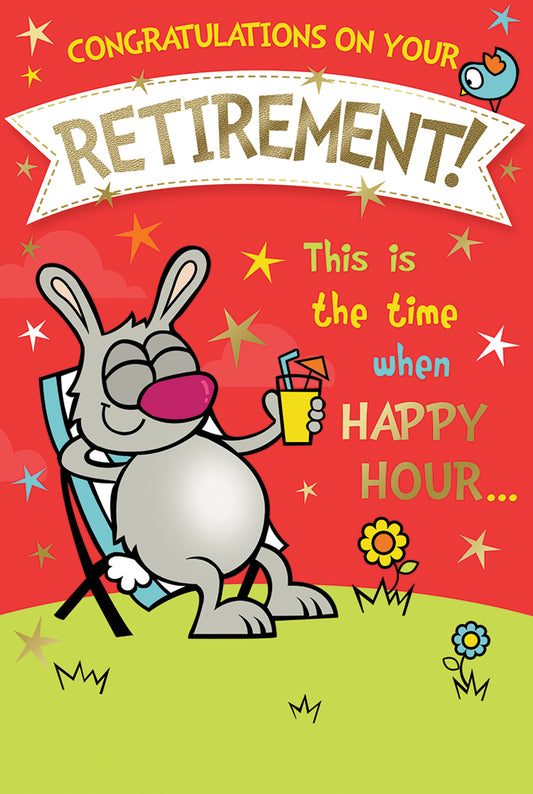 Cute Rabbit Design Retirement Witty Words Card