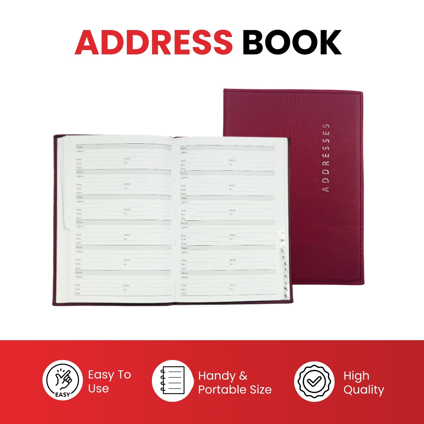 A5 Burgundy Address Book