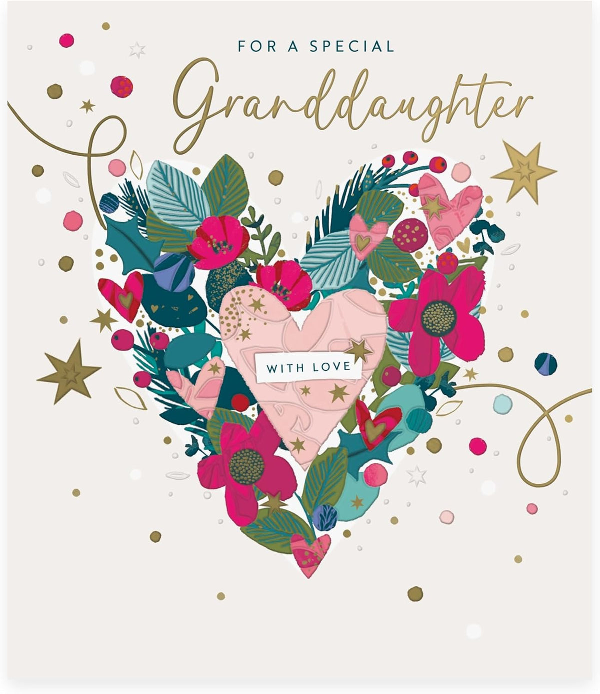 Foliage Heart Design Granddaughter Christmas Card