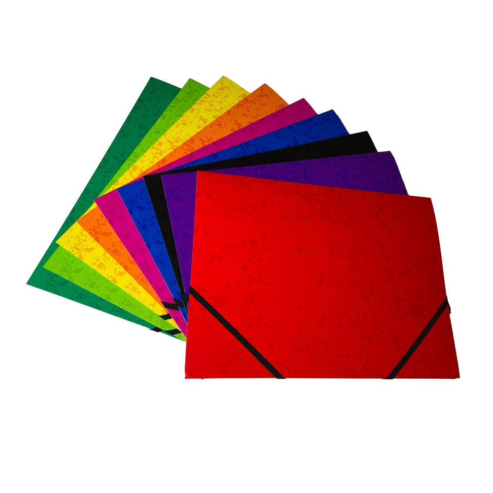 Pack of 12 A4 Purple Card 3 Flap Folders With Elastic Closure