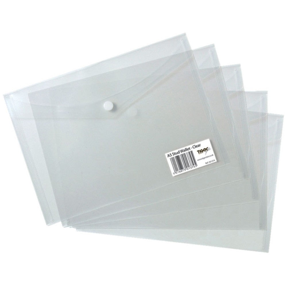 Pack of 5 A5 Stud Wallets-Clear