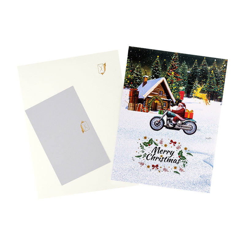Santa on Wheels 3D Christmas Motorcycle Pop Up Card