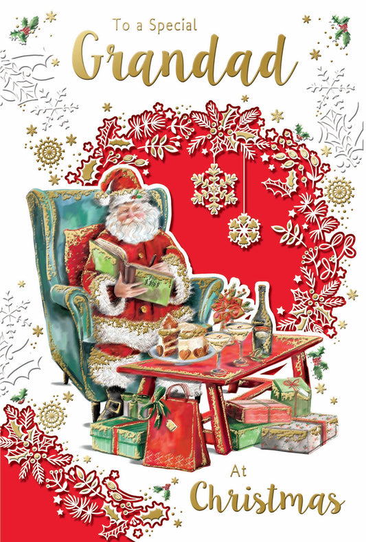 To a Special Grandad Santa Reading Book Design Christmas Card