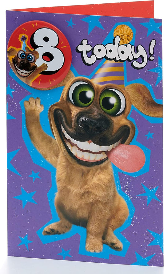 Humorous Dog Design 8th Birthday Boy Card