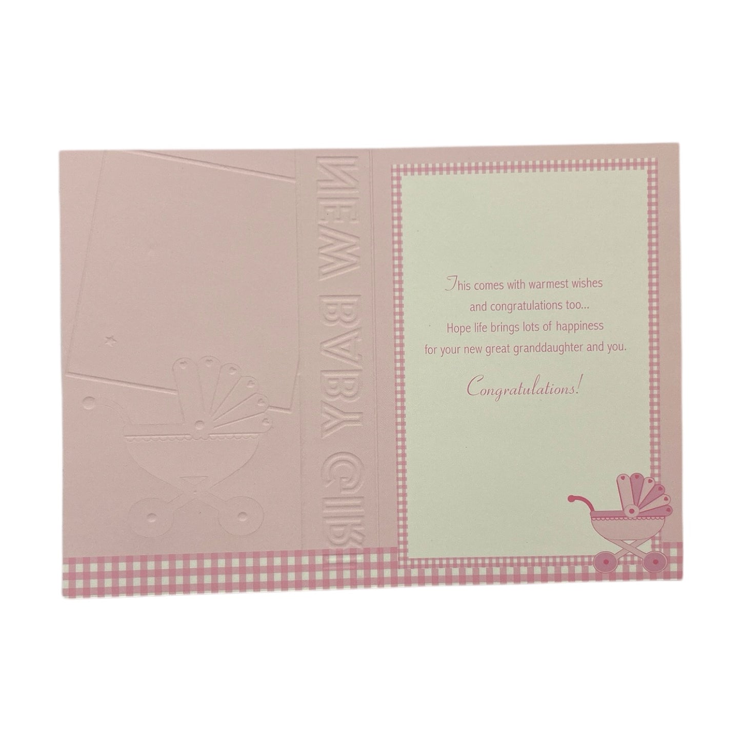 On The Birth Of New Baby Great Granddaughter Traditional Checks Design Congratulations Card
