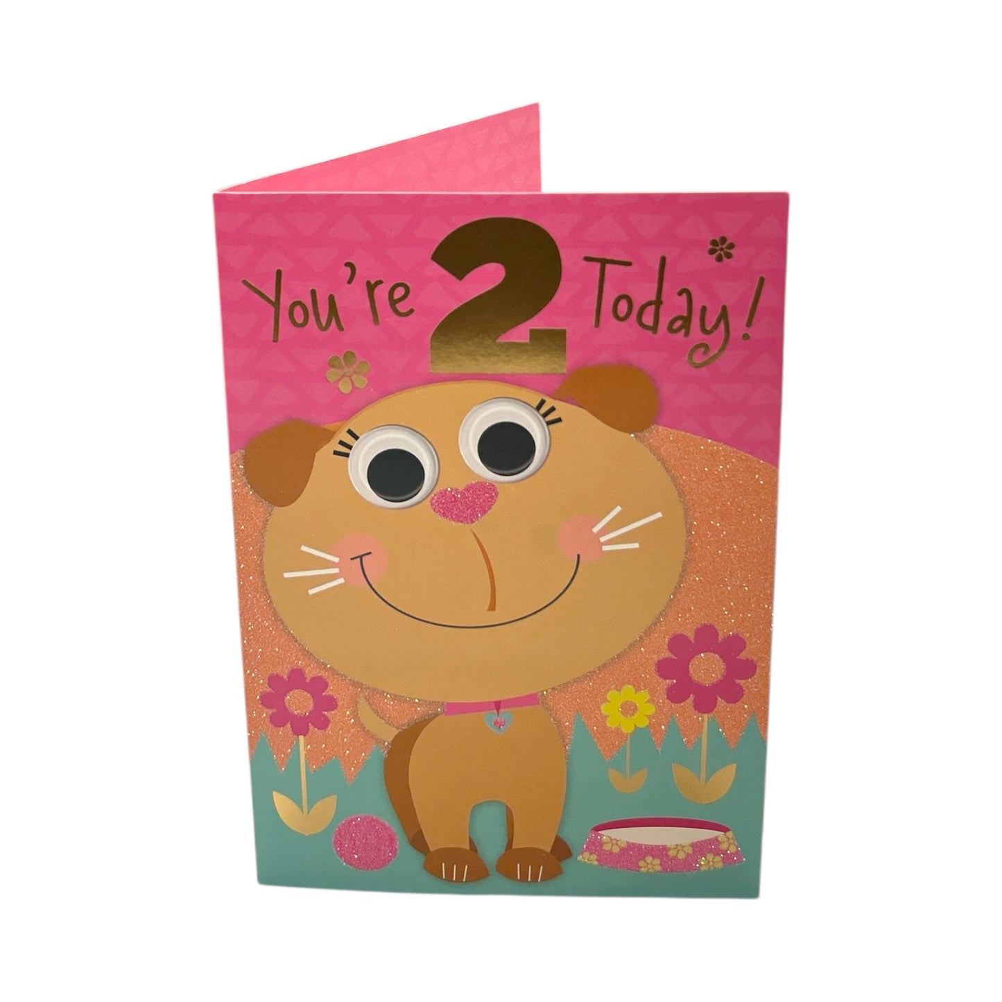 Age 02 Juvenile Cute Dog Design Birthday Card