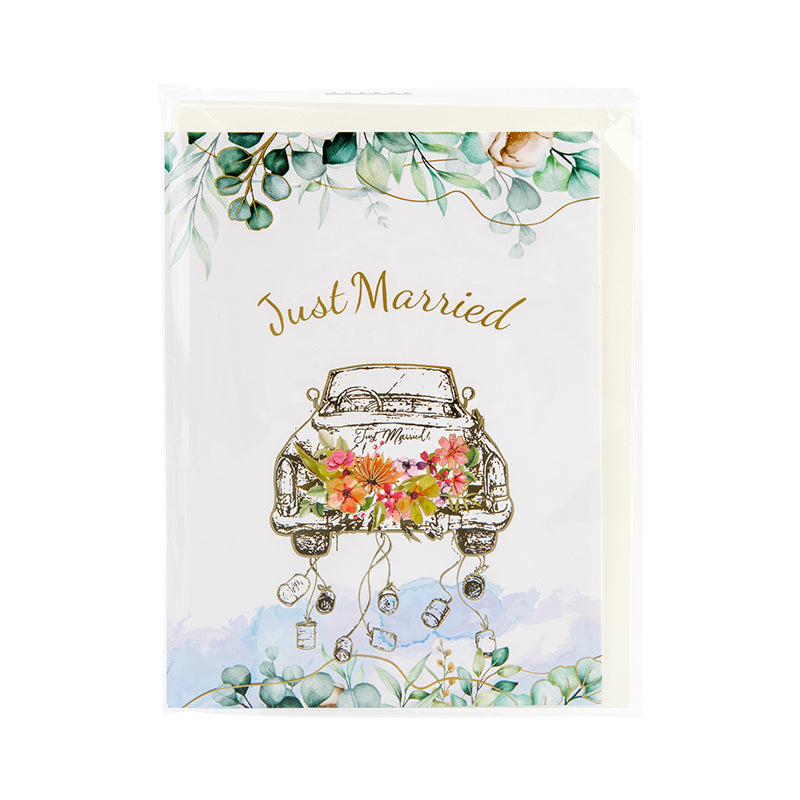 Vintage Car with Bride & Groom “Just Married” 3D Pop Up Wedding Congratulations Card