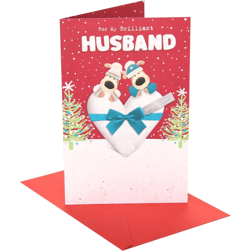 Boofles With Heart Husband Christmas Card