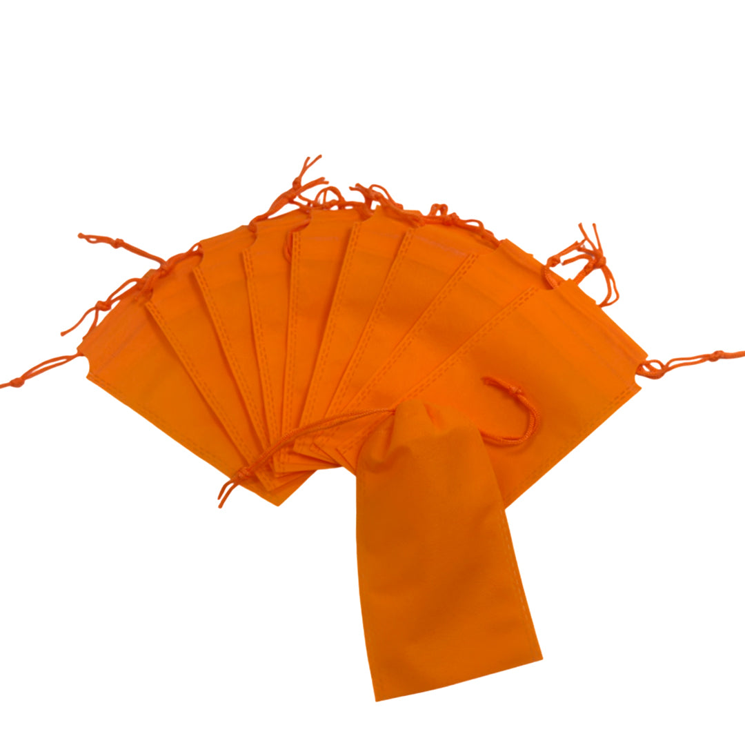 Pack of 25 Orange Coloured 19x10cm Non-Woven Drawstring Bags