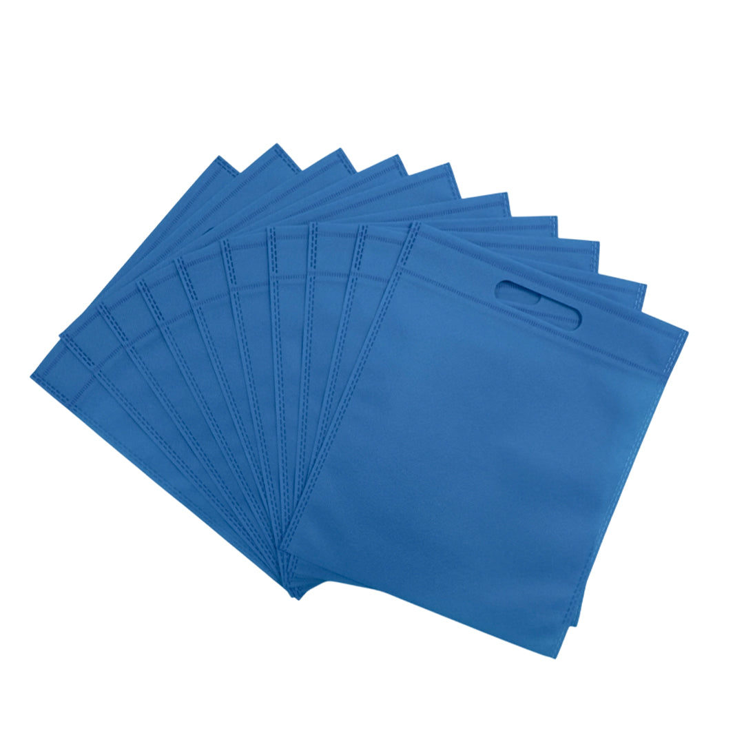 Pack of 50 Light Blue Coloured 30x25cm Non-Woven Patch Handle Bags