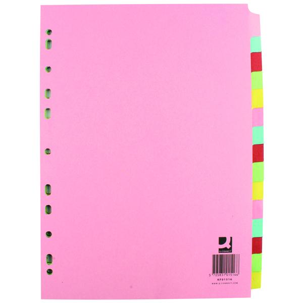 A4 15-Part Subject Divider Multi-punched Q Connect