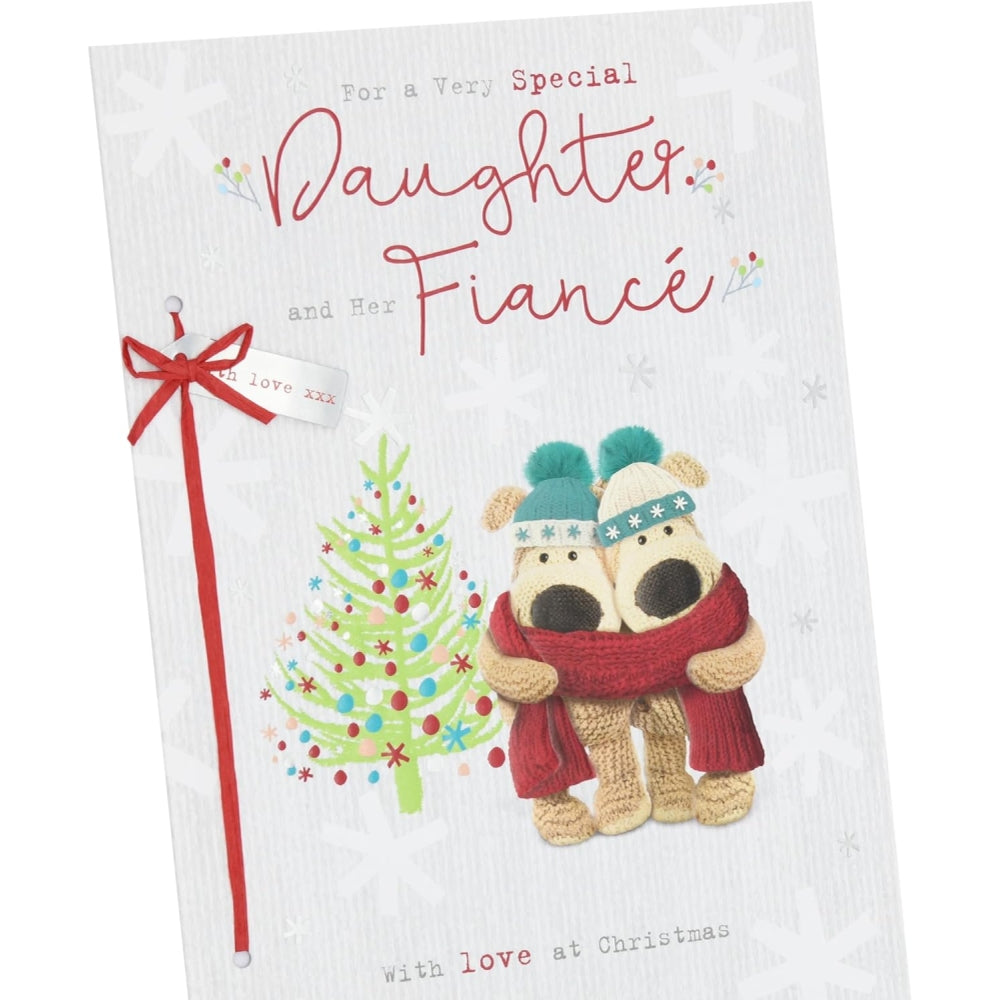 Boofles Near Xmas Tree Daughter & Fiancé Christmas Card