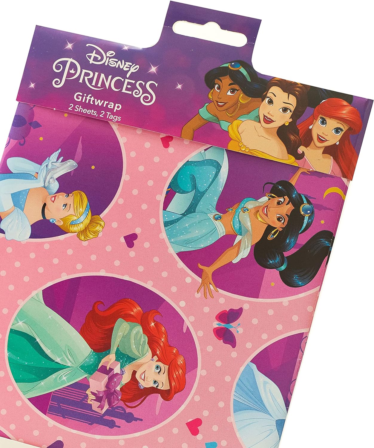 Disney Pink Princess Wrapping Paper Contains 2 Sheets & Tags