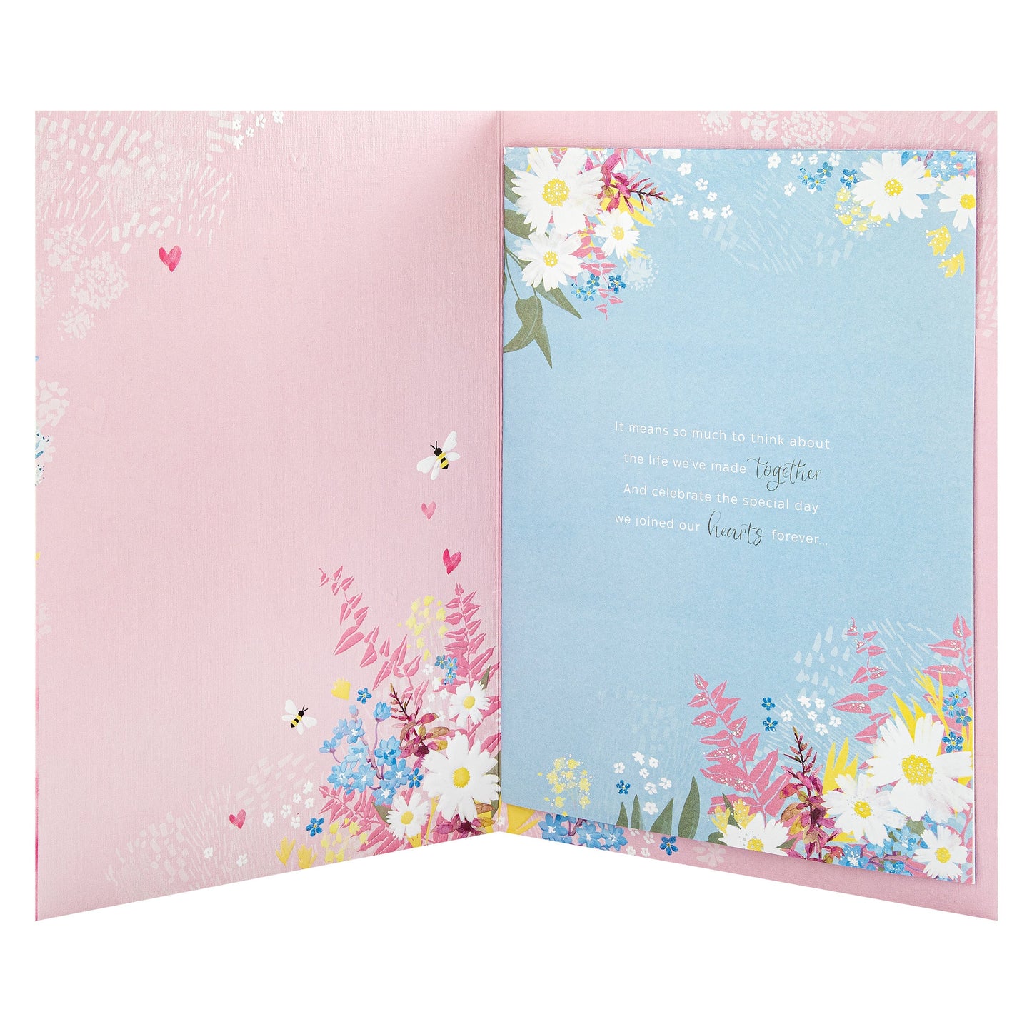 Pink Florals Design & Heartfelt Verse Wife Anniversary Card