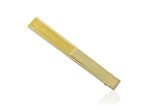 Ivory Fabric Hand Held Bamboo and Wooden Fan