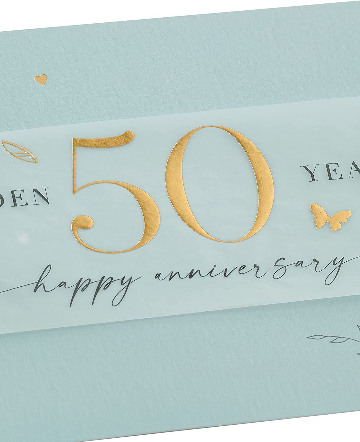 Leaves Design 50th Anniversary Card Golden Togather