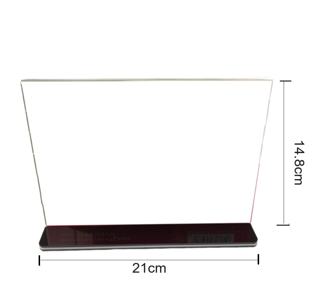 Pack of 6 Horizontal Design Acrylic Sign Holder 21 x 14.8cm