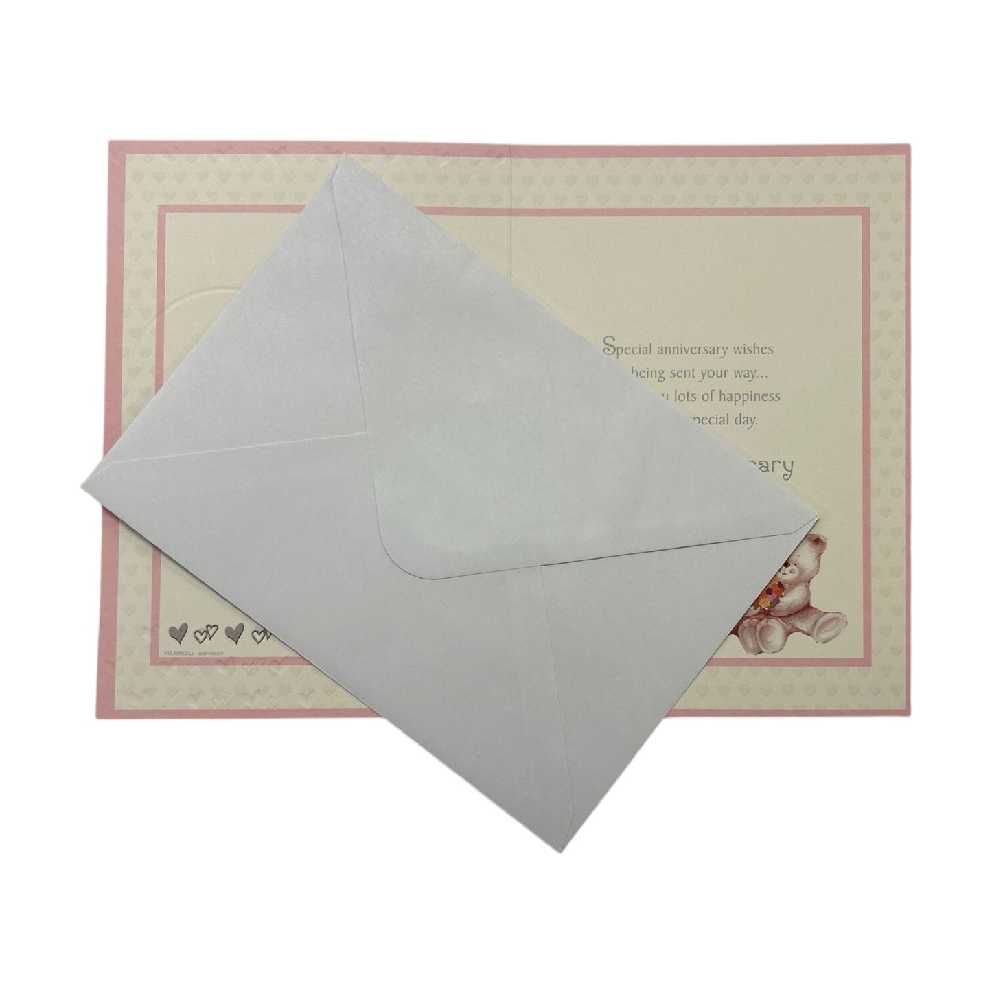 Brother and Sister-in-law Cute Teddies In Pink Heart Anniversary Card