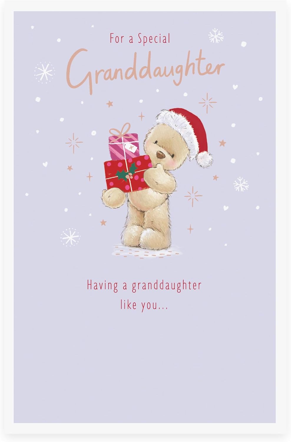 Bear Holding Presents Granddaughter Christmas Card