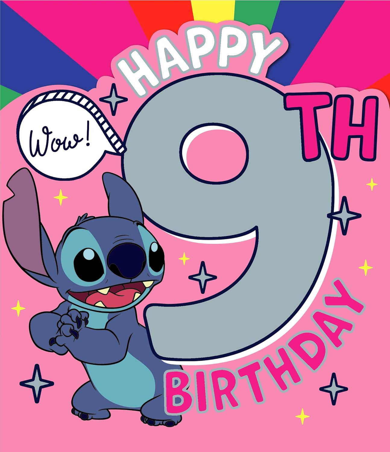 Disney Unique Stitch Design 9th Birthday Card