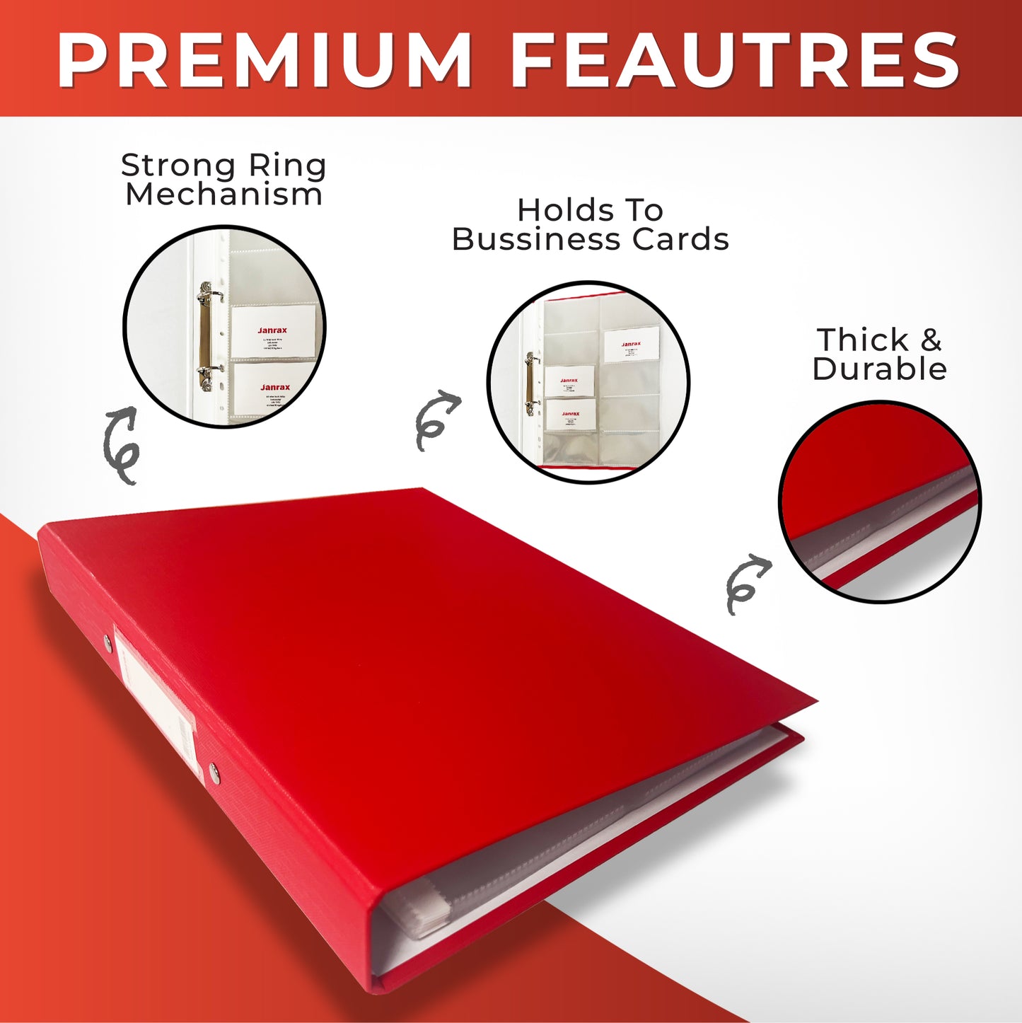 Business Card Ring Binder Folder for 400 Business Cards