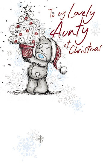 To My Lovely Aunty Tatty Teddy Holding Xmas Tree Design Christmas Card