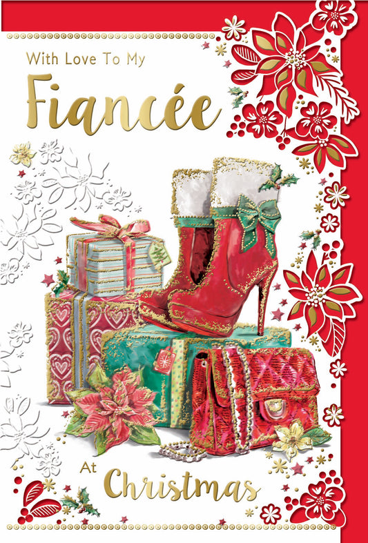 With Love to My Fiancee Shoes and Purse Design Christmas Card