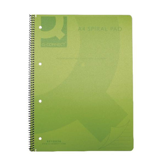 Pack of 5 160 Pages A4 Spiral Bound Polypropylene Green Notebooks