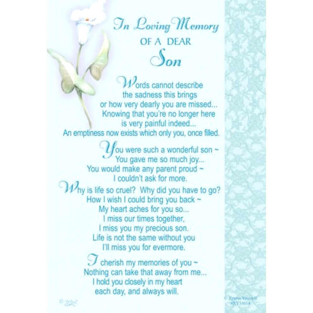 In Loving Memory Of A Dear Son Xpress Yourself Keepsake Wallet Purse Card