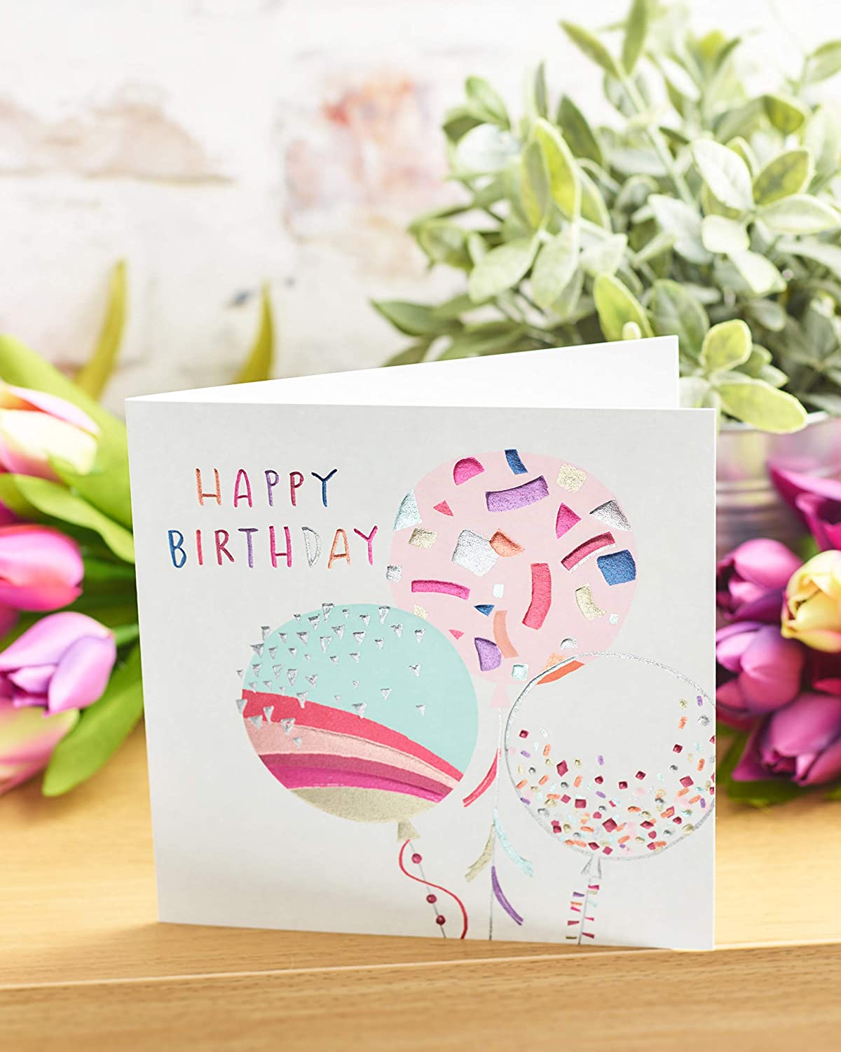 Foil Finished Balloons Pretty Birthday Card For Her