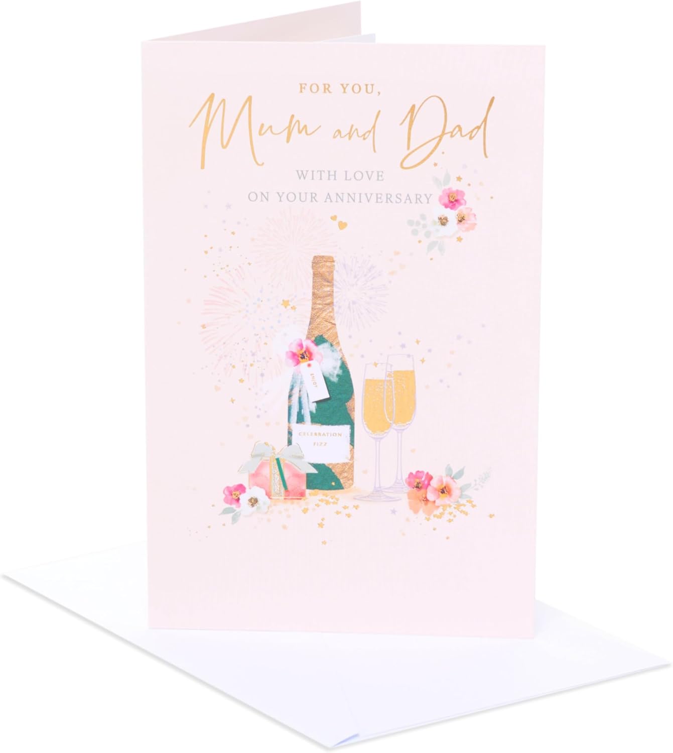 Pretty Celebration Design Mum & Dad Wedding Anniversary Card