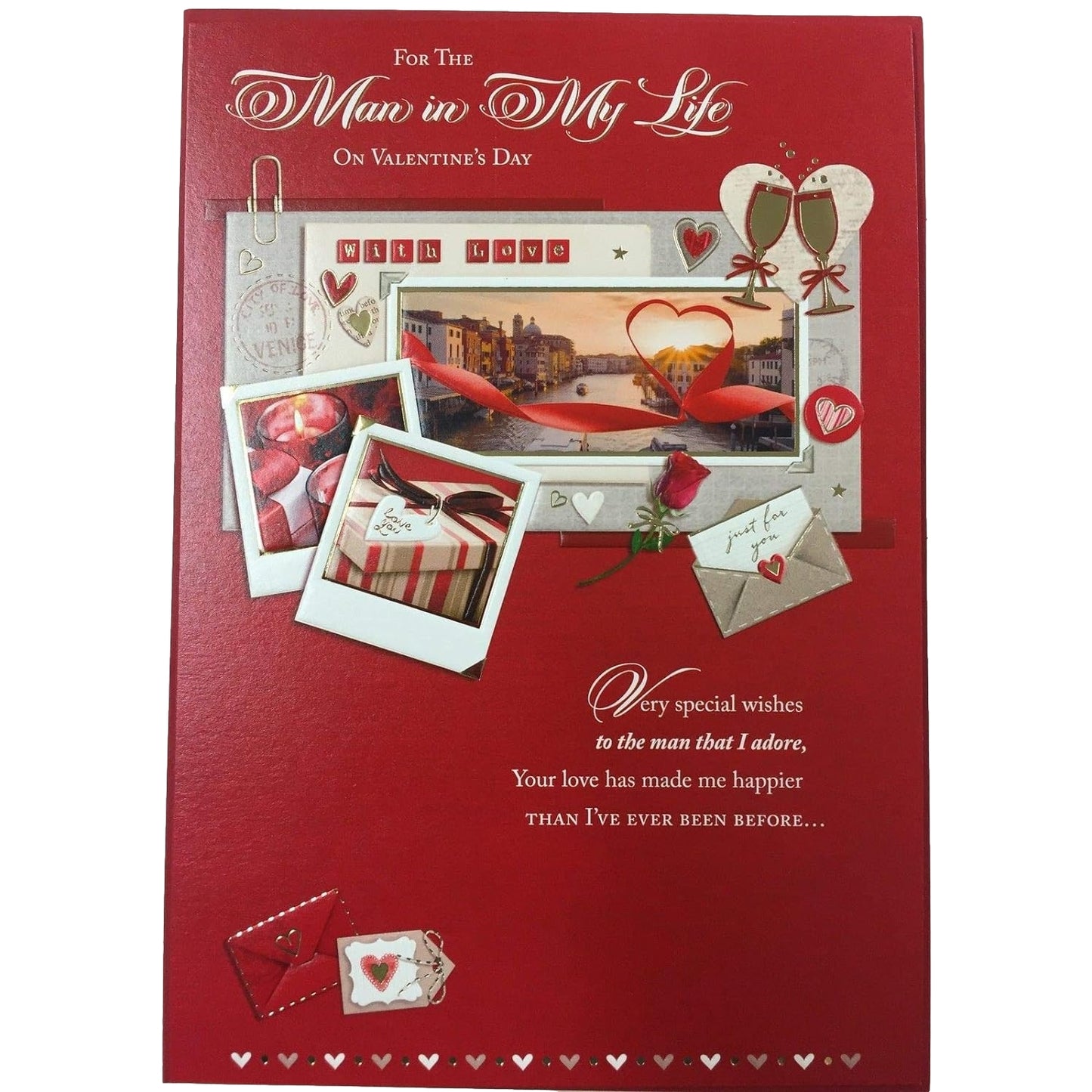 For The Man In My Life Traditional Gold Foil Valentine's Day Card With Nice Verse