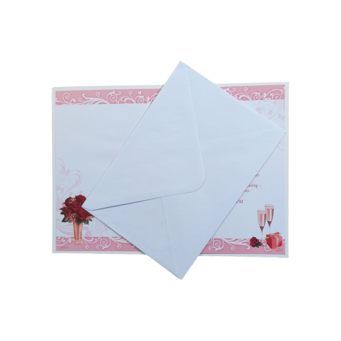 I love You Very Much Rose Flower Pot Design Open Greeting Card