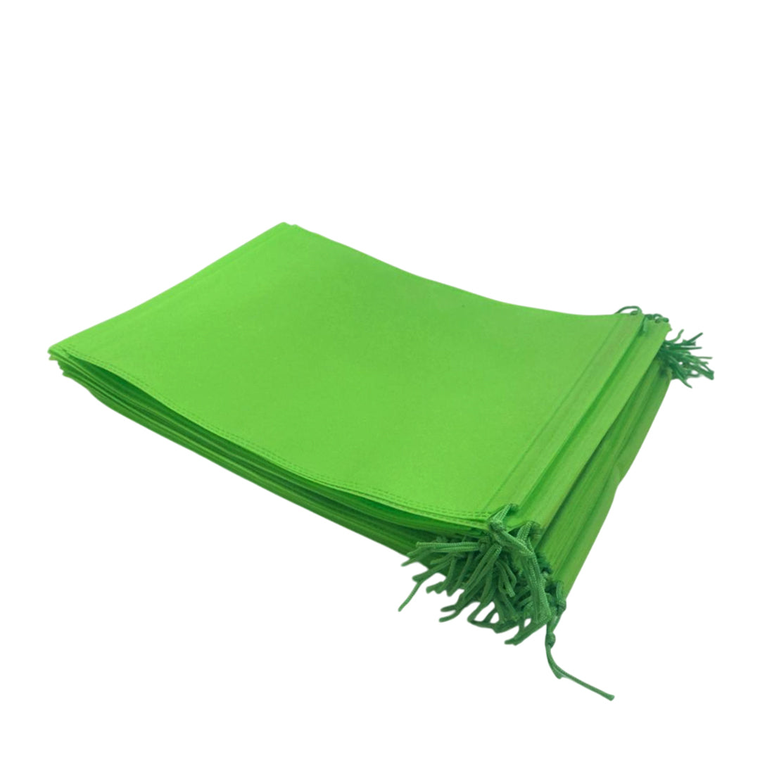 Pack of 25 Light Green Coloured 32x22cm Non-Woven Drawstring Bags