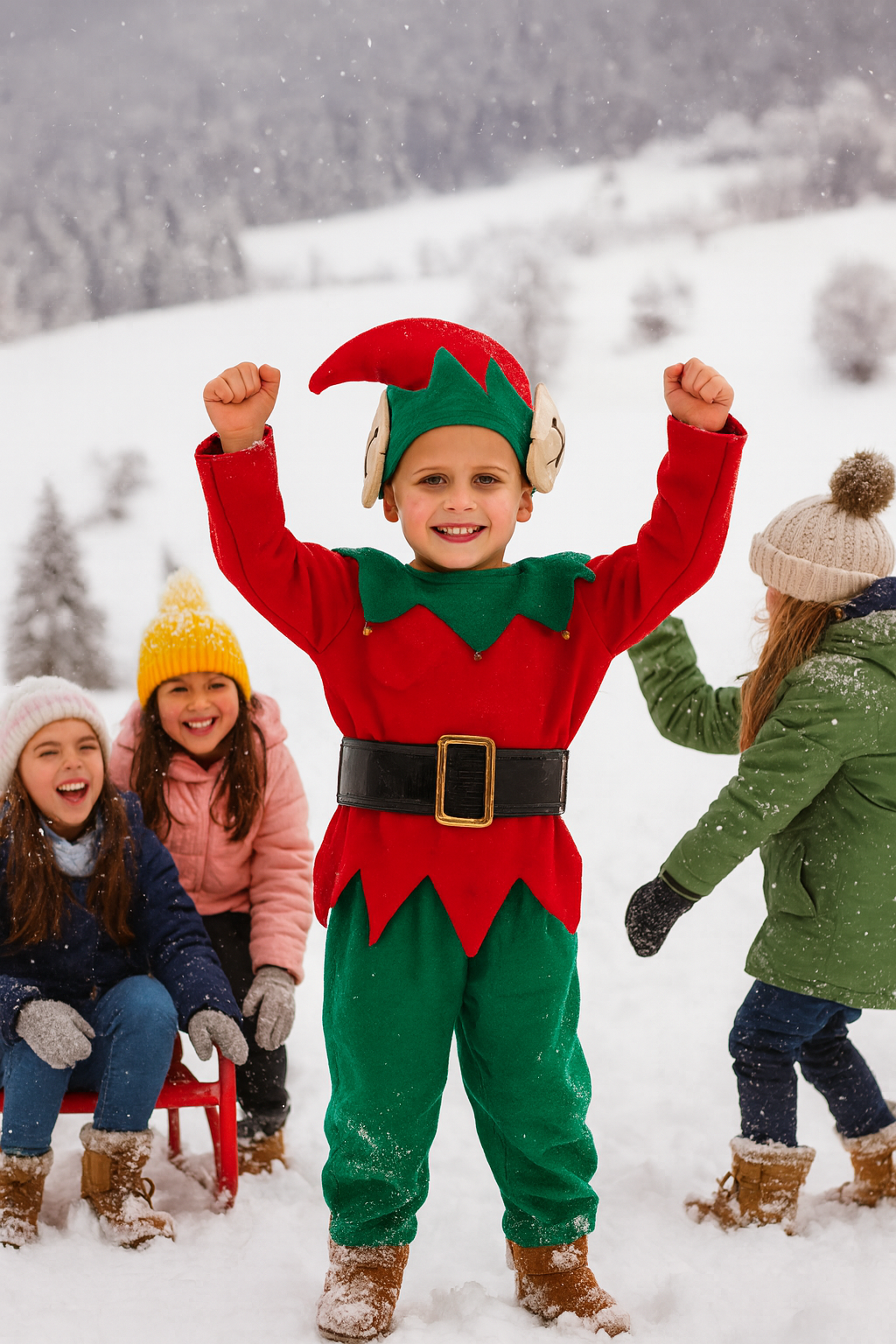 Child's Christmas Elf Fancy Dress Costume 4-6 Year Olds