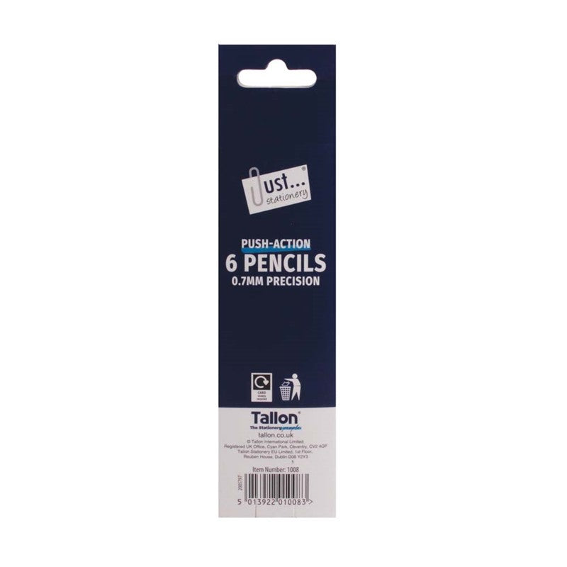 Just Stationery Mechanical Pencil with Eraser (Pack of 6)