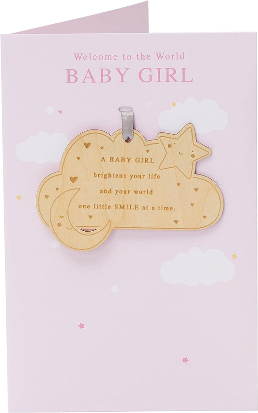 Pink Cloud Design New Baby Girl Congratulations Card