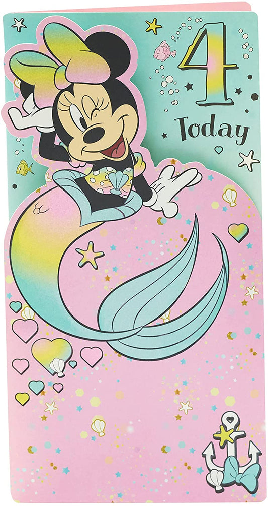 Minnie Mouse Mermaid 4th Birthday Girl Card