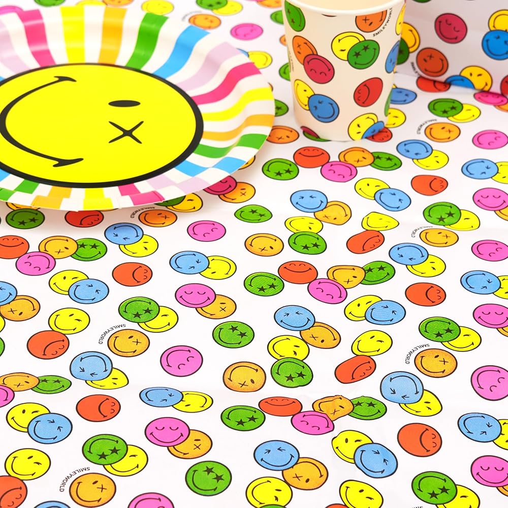 Smiley World Design Paper Tablecloth for Birthdays, Party's & Celebrations