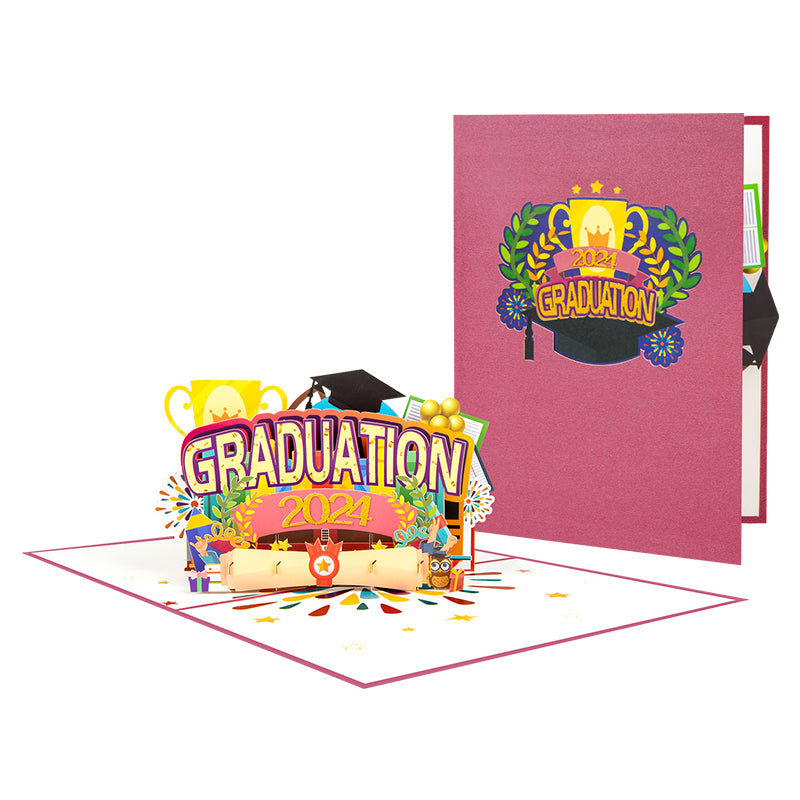 Hats Off 3D 2024 Pop Up Graduation Card